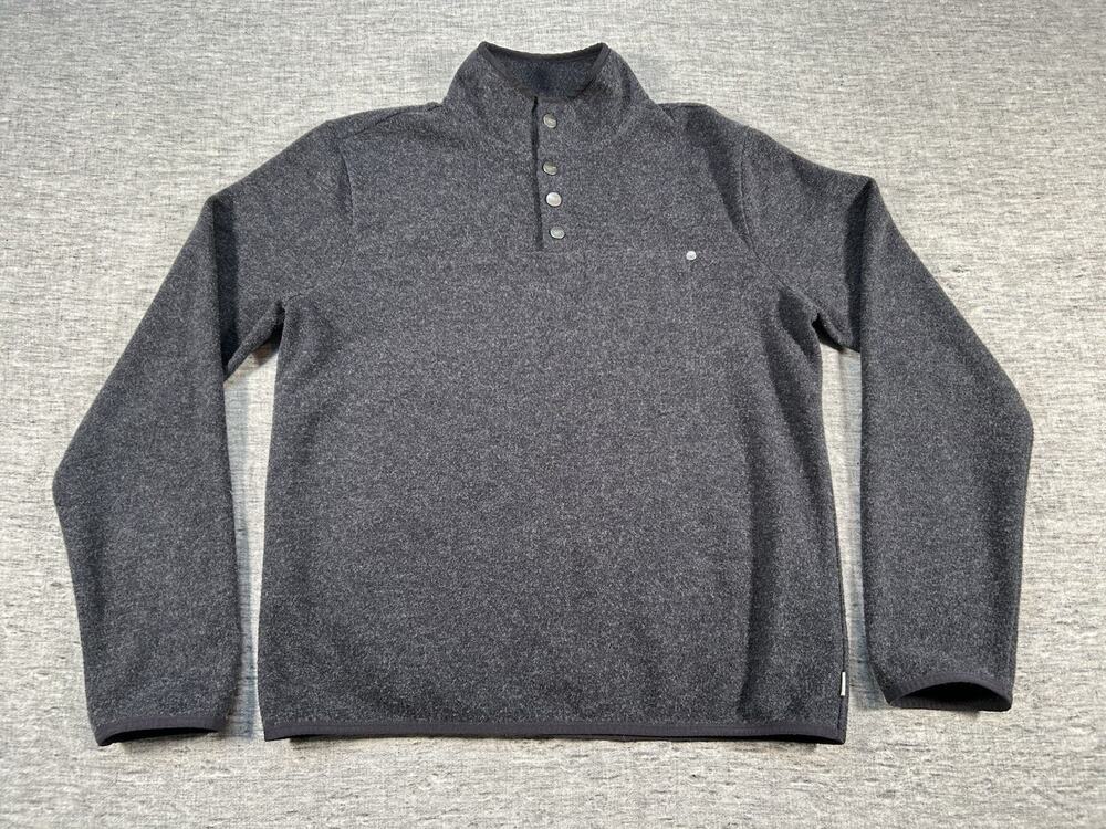 Vuori Venice Wool Blend Pullover Mens Medium Grey 1/4-Snap Fleece Sweater V544